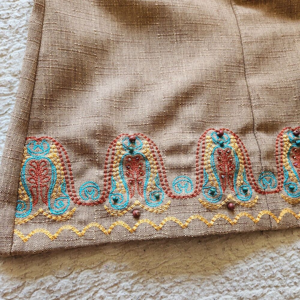 Boho Southwestern Vintage Top Womens 14 Embroidered Hem Cottagecore 90s Y2K - Picture 4 of 16